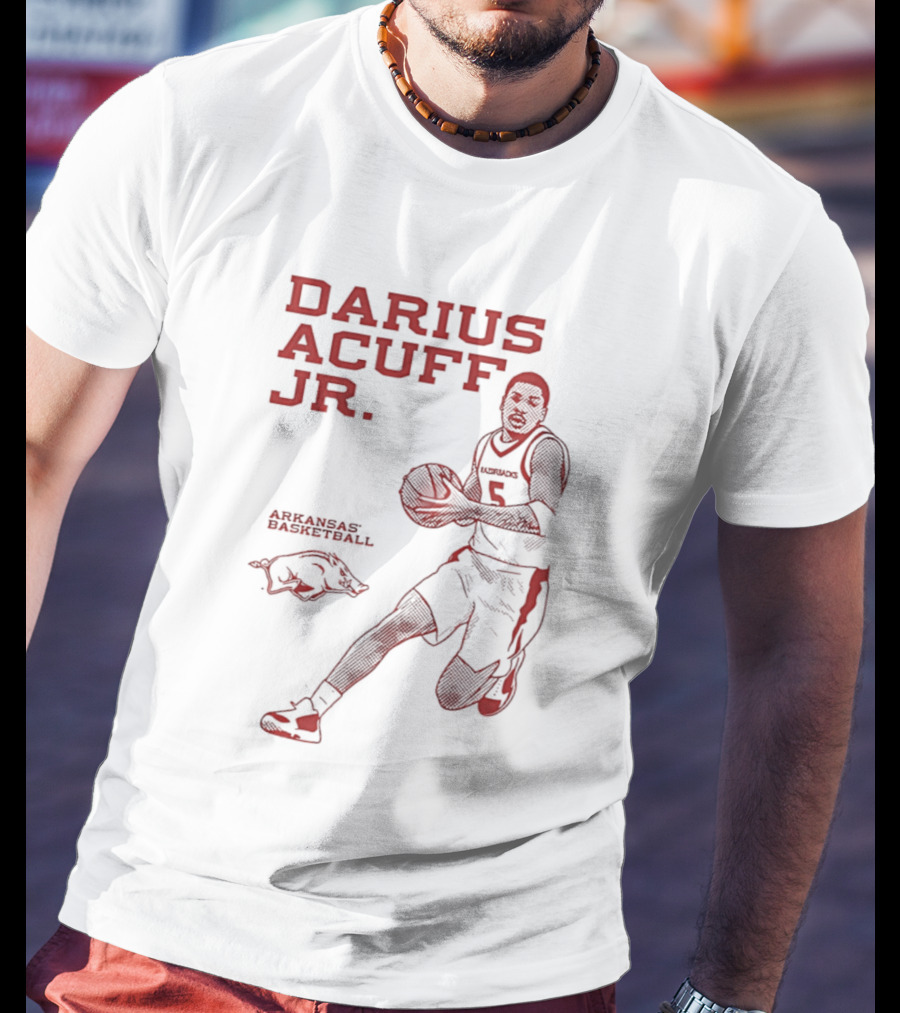 Darius Acuff Jr Arkansas Razorbacks Basketball Player Monochrome T-Shirt