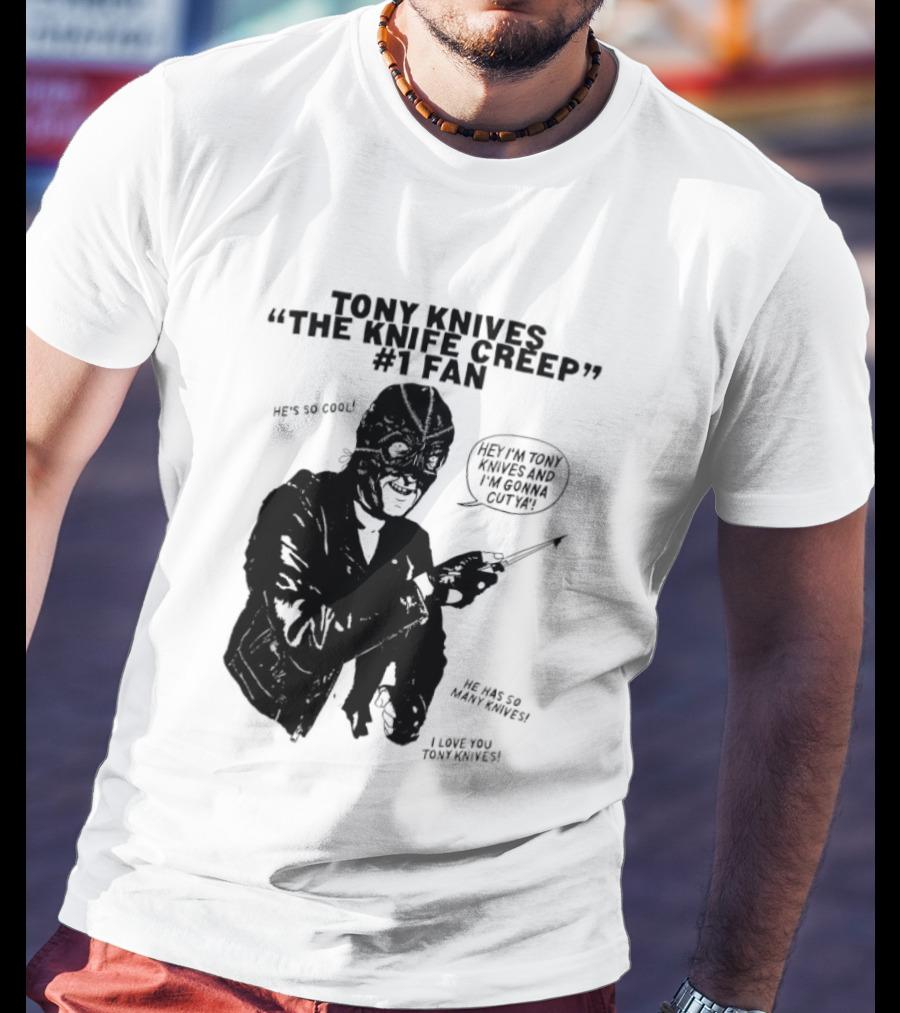Tony Knives The Knife Creep Volume One Leather Jacket Mysterious True Crime Legendary Horror Movie Night Stalk Western Adventure T-Shirt