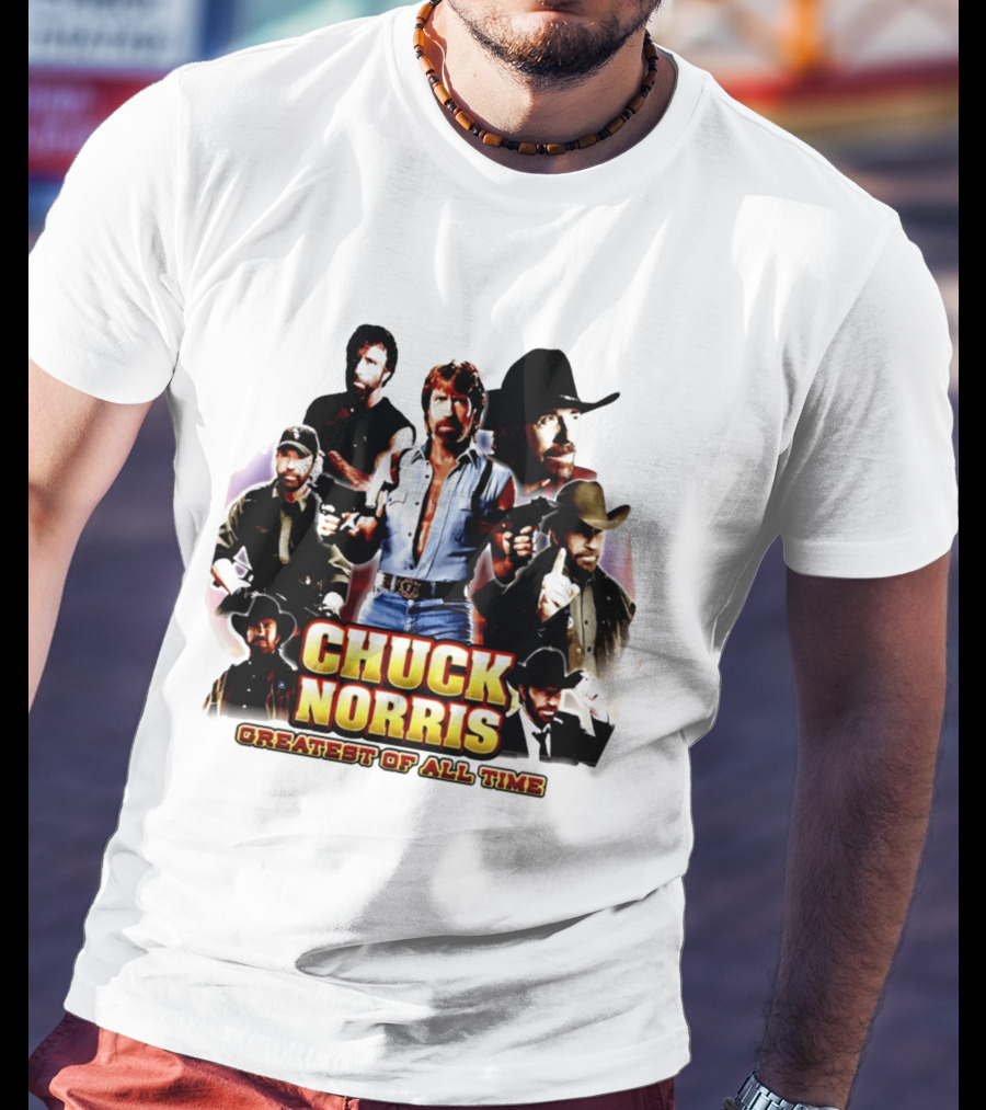 Chuck Norris Greatest Of All Time Retro Collage T-Shirt
