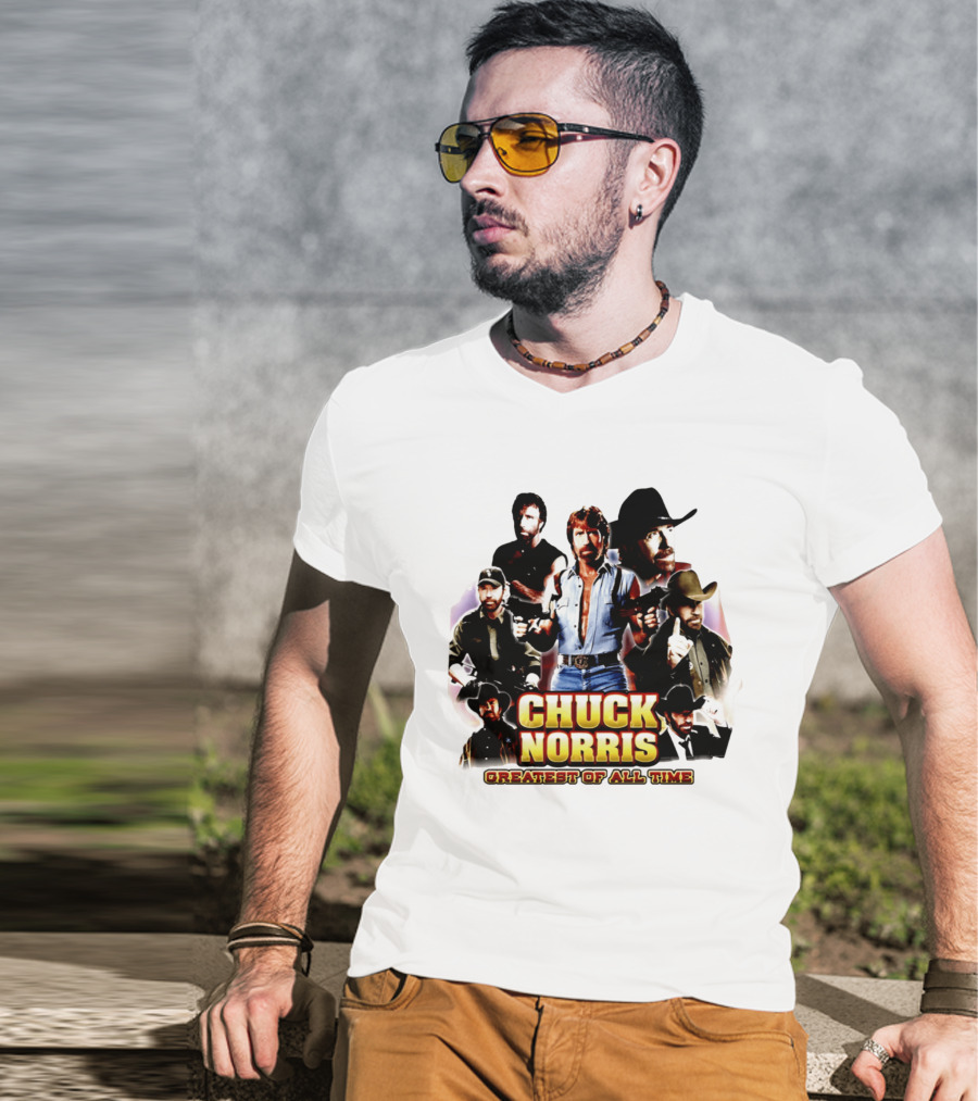 Chuck Norris Greatest Of All Time Retro Collage T-Shirt