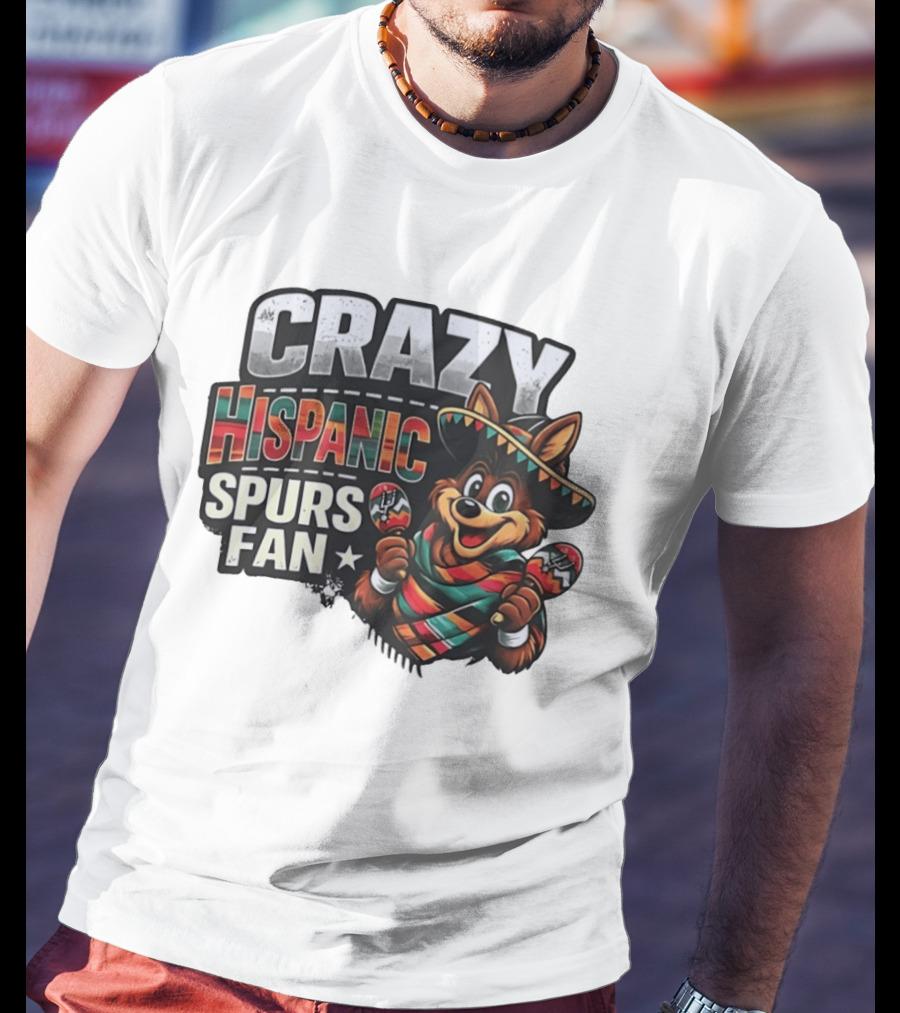 San Antonio Spurs Crazy Hispanic Spurs Fan Fiesta Coyote With Sombrero And Maracas T-Shirt