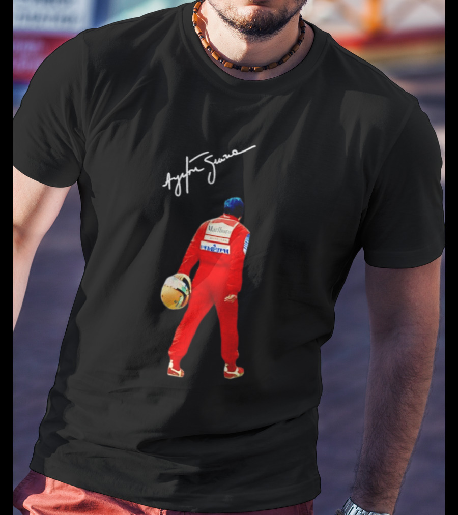 Ayrton Senna Racing Motorsport Legend Marlboro McLaren F1 Driver Iconic Branding T-Shirt