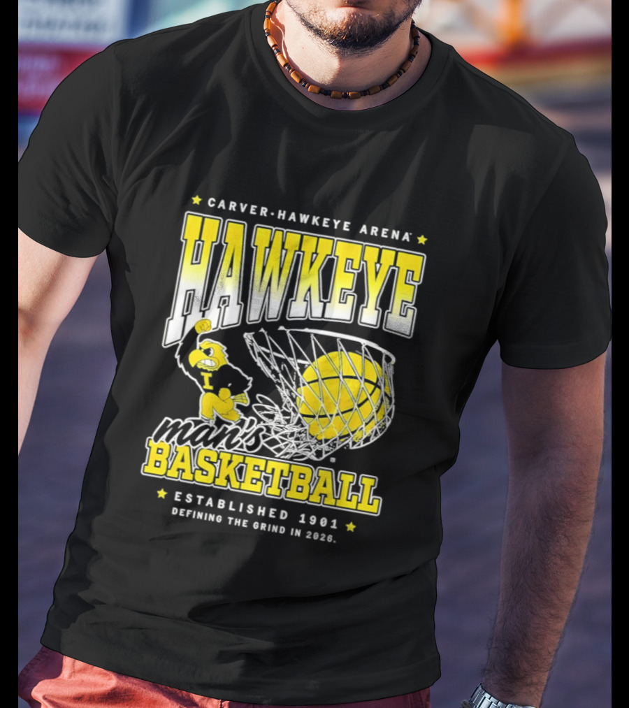 Carver Hawkeye Arena Man's Basketball Defining The Grind In 2023 Established 1901 T-Shirt