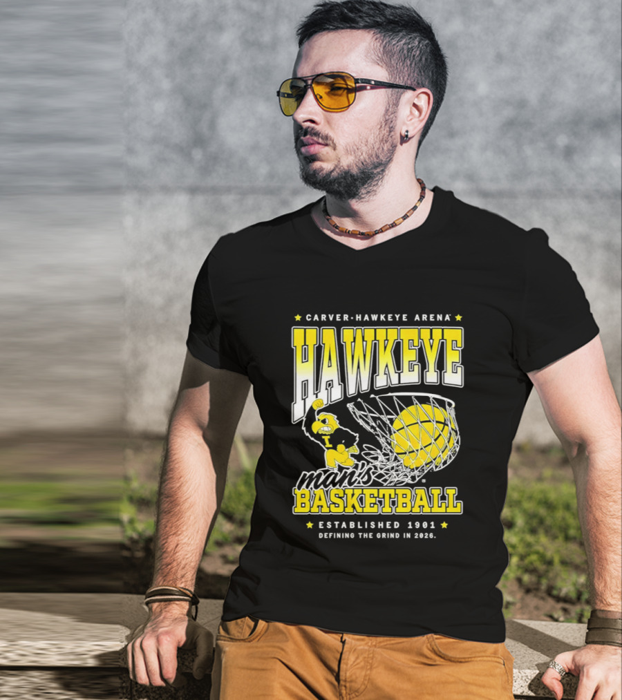 Carver Hawkeye Arena Man's Basketball Defining The Grind In 2023 Established 1901 T-Shirt