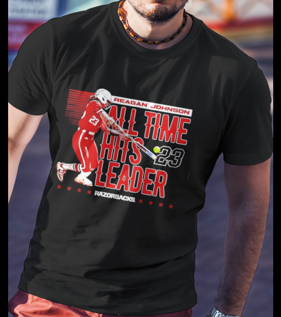 Reagan Johnson All Time Hits Leader 23 Arkansas Razorbacks Softball T-Shirt