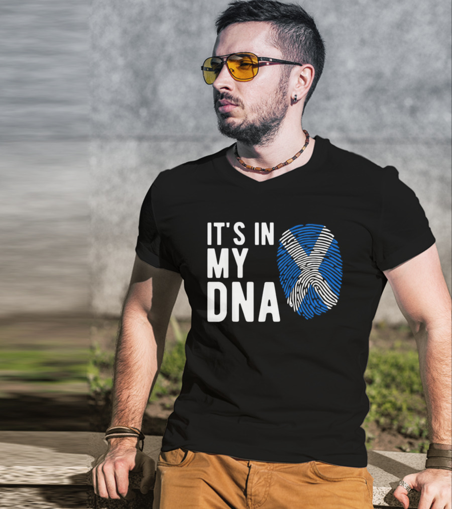 IT'S IN MY DNA Scotland Flag Fingerprint T-Shirt