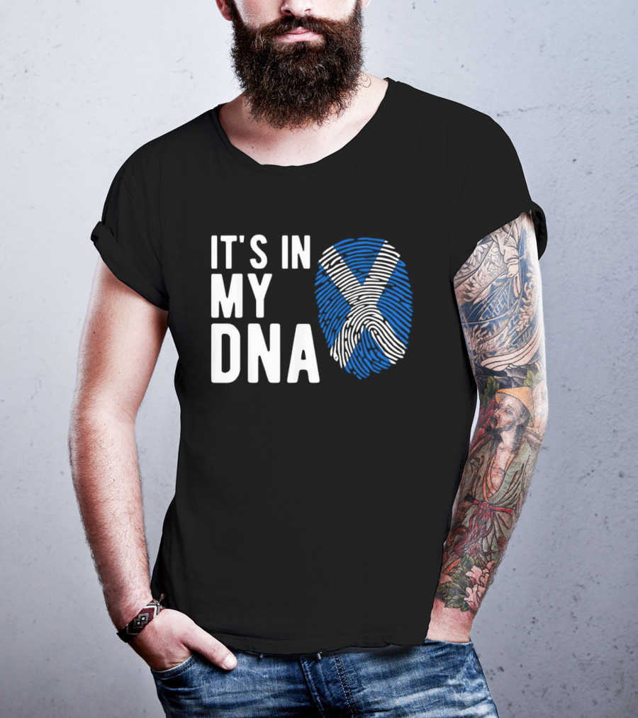 IT'S IN MY DNA Scotland Flag Fingerprint T-Shirt