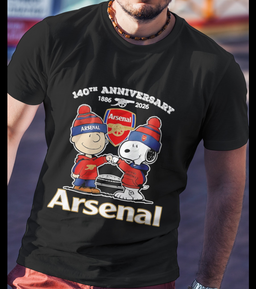 Charlie Brown Snoopy Arsenal 140th Anniversary 1886 2026 T-Shirt