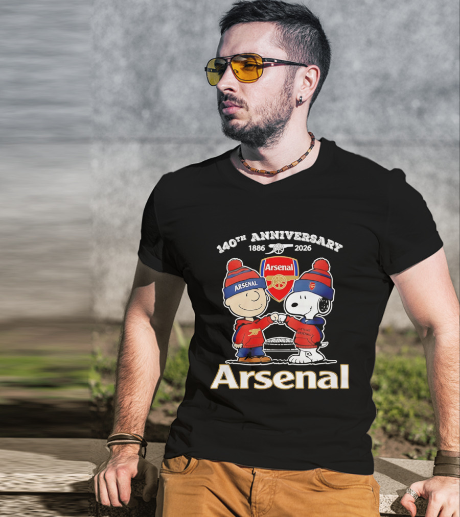 Charlie Brown Snoopy Arsenal 140th Anniversary 1886 2026 T-Shirt