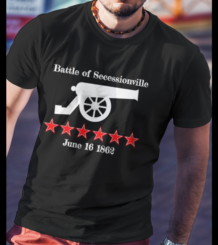 Battle Of Secessionville June 16 1862 War Cannon Six Red Stars T-Shirt