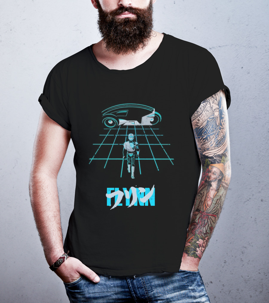 The Grid Rider Light Cycle Tron 1982 Movie Tron Kanji T-Shirt