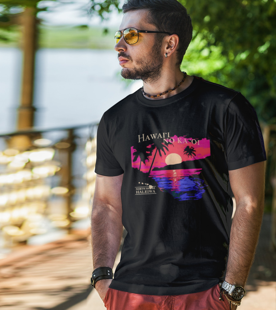 Hawai'i No Ka 'Oi Sunset Behind Mountains North Shore Haleiwa T-Shirt