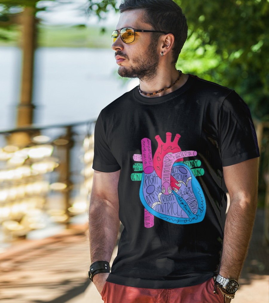 Heart Anatomy Aorta Pulmonary Artery Superior Vena Cava Right Atrium Ventricle Diagram T-Shirt
