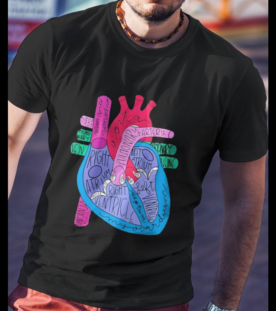 Heart Anatomy Aorta Pulmonary Artery Superior Vena Cava Right Atrium Ventricle Diagram T-Shirt