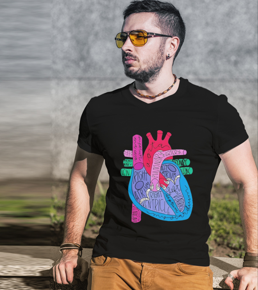 Heart Anatomy Aorta Pulmonary Artery Superior Vena Cava Right Atrium Ventricle Diagram T-Shirt