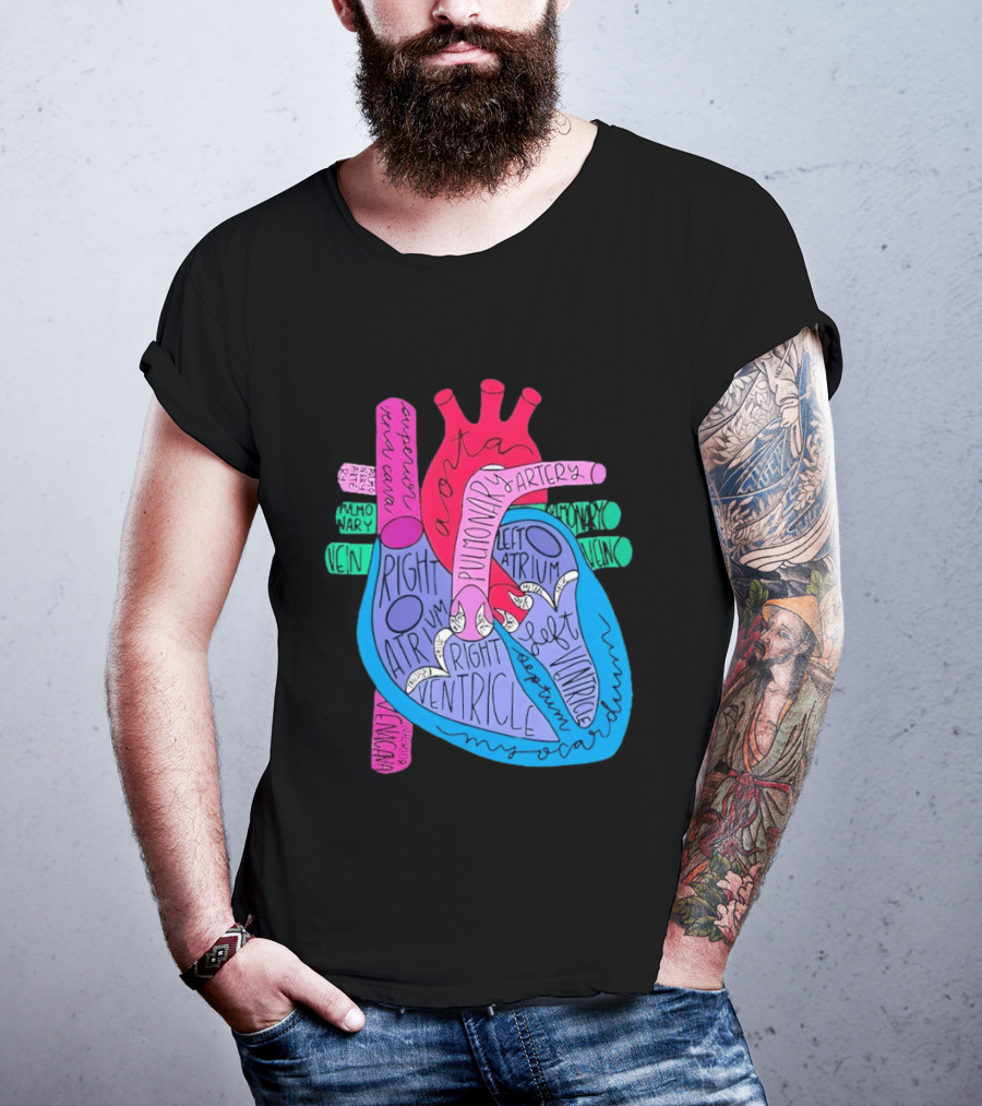 Heart Anatomy Aorta Pulmonary Artery Superior Vena Cava Right Atrium Ventricle Diagram T-Shirt