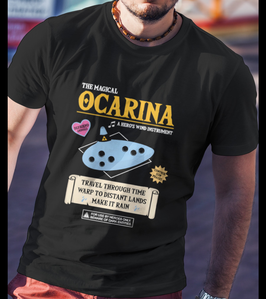 The Magical Ocarina A Hero's Wind Instrument Control Sun Phases Travel Through Time Warp To Distant Lands Make It Rain T-Shirt