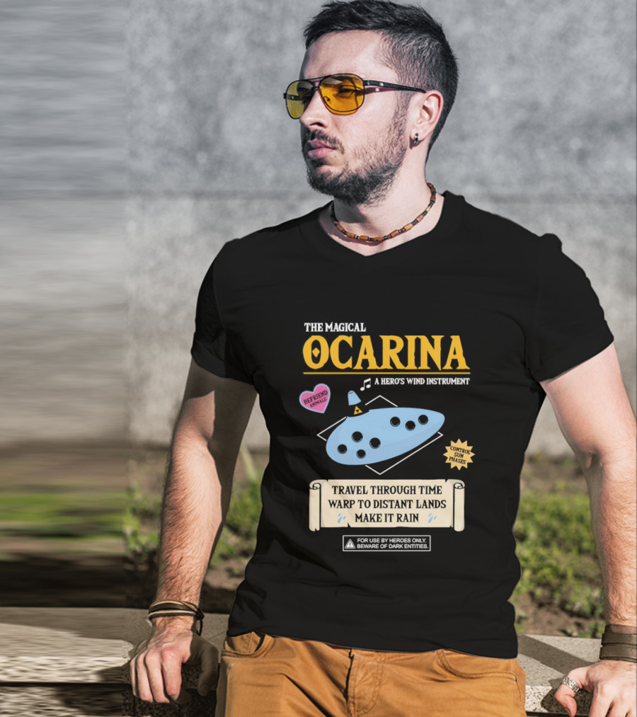 The Magical Ocarina A Hero's Wind Instrument Control Sun Phases Travel Through Time Warp To Distant Lands Make It Rain T-Shirt
