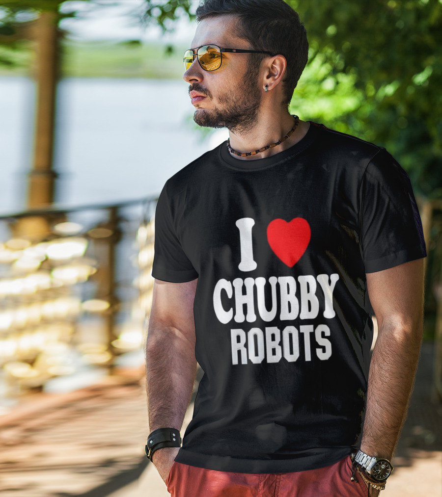 I Love Heart Chubby Robots T-Shirt