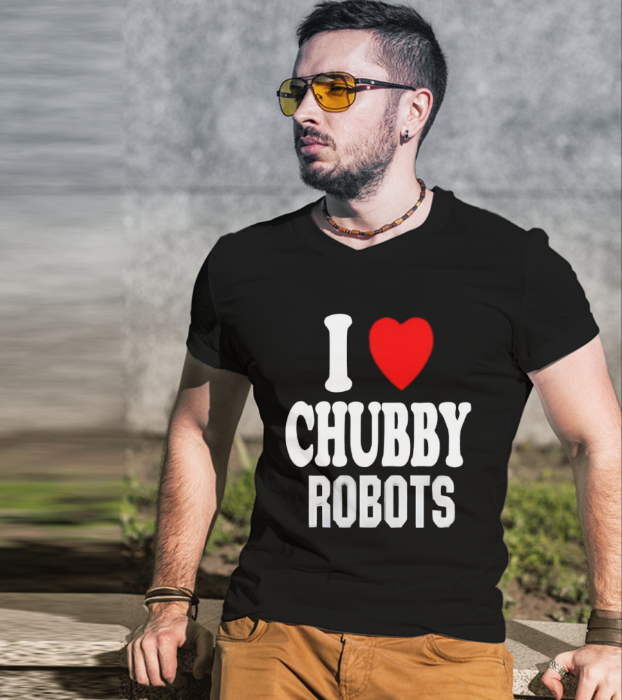 I Love Heart Chubby Robots T-Shirt