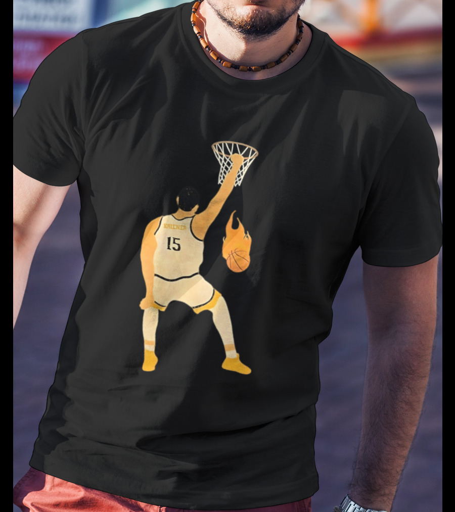 Nikola Jokic Denver Nuggets 15 Basketball Player Dunking Flame Ball T-Shirt