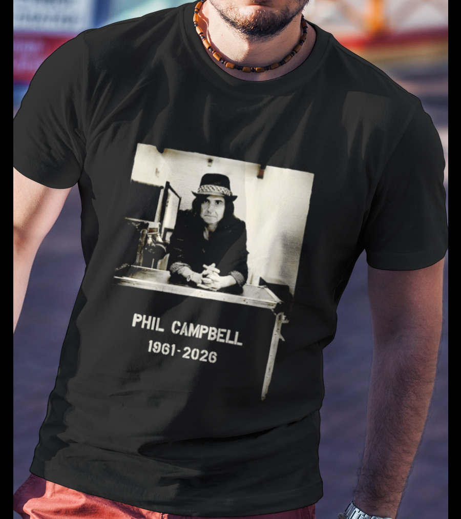 Phil Campbell 1961 2026 Retro Style Musician Hat Fashion T-Shirt
