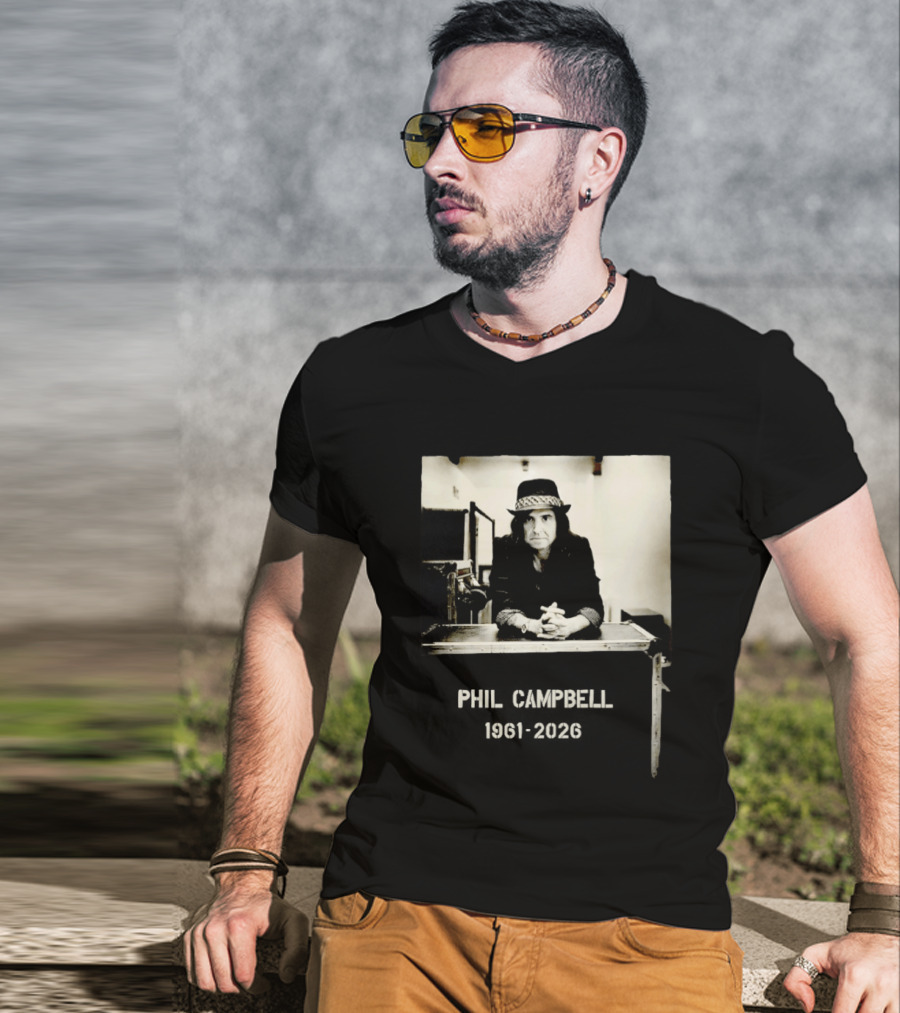 Phil Campbell 1961 2026 Retro Style Musician Hat Fashion T-Shirt