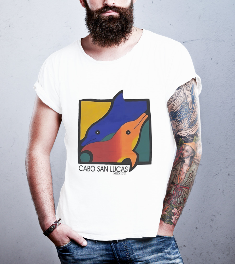 Cabo San Lucas Dolphin Colorful Art Mexico T-Shirt