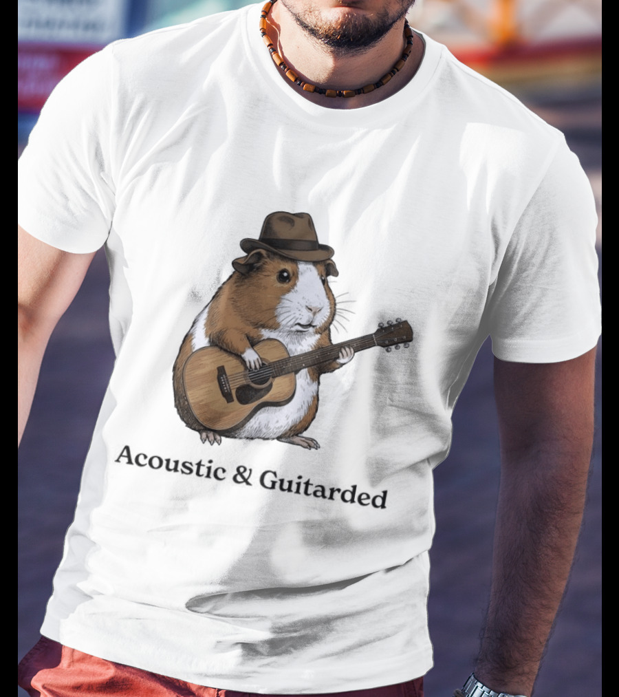 Capybara With Acoustic Guitar And Cowboy Hat Coustic Guitarded T-Shirt