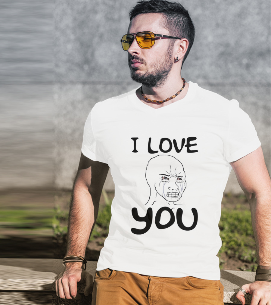 Wojak Crying I Love You Meme T-Shirt