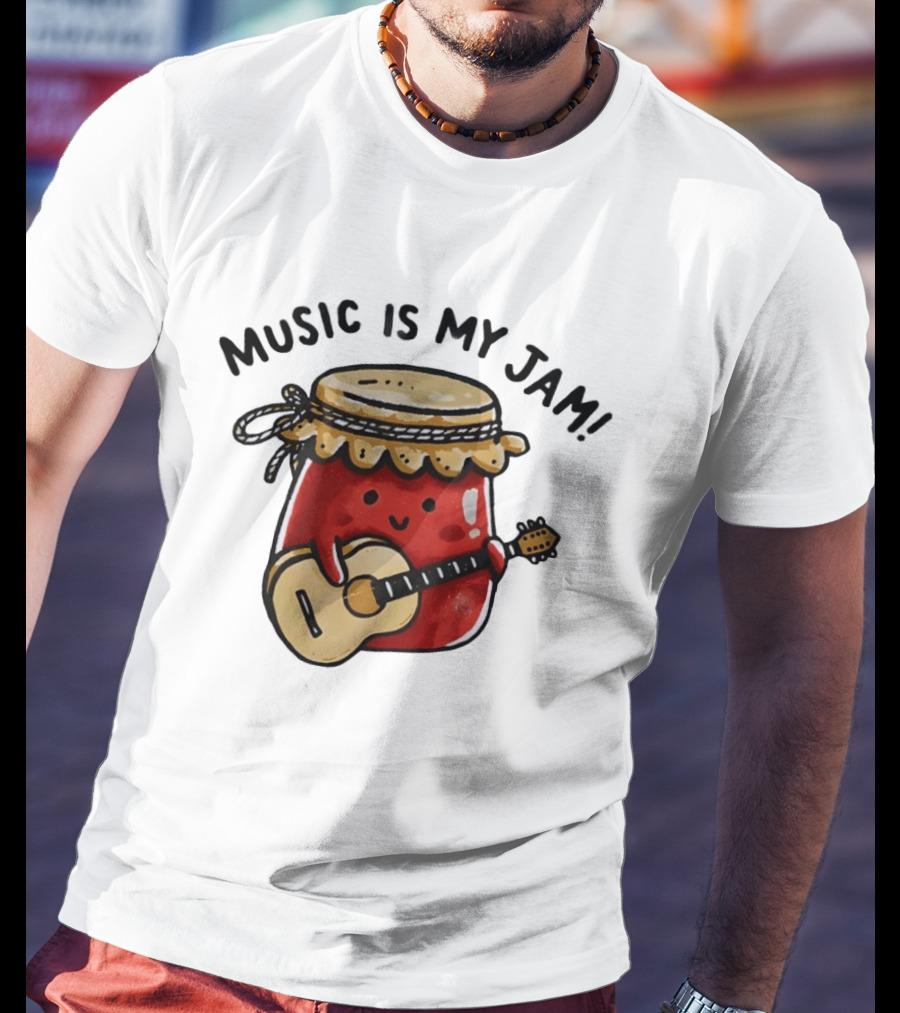 Jar Of Jam Playing Guitar Music Is My Jam T-Shirt