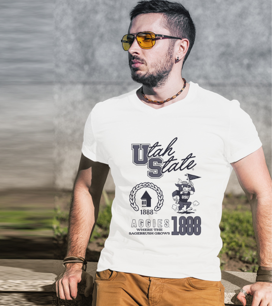 Utah State 1888 Aggies Where The Sagebrush Grows US Flag T-Shirt