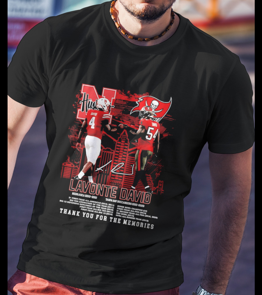 Lavonte David Nebraska Huskers Tampa Bay Buccaneers Thank You For The Memories T-Shirt