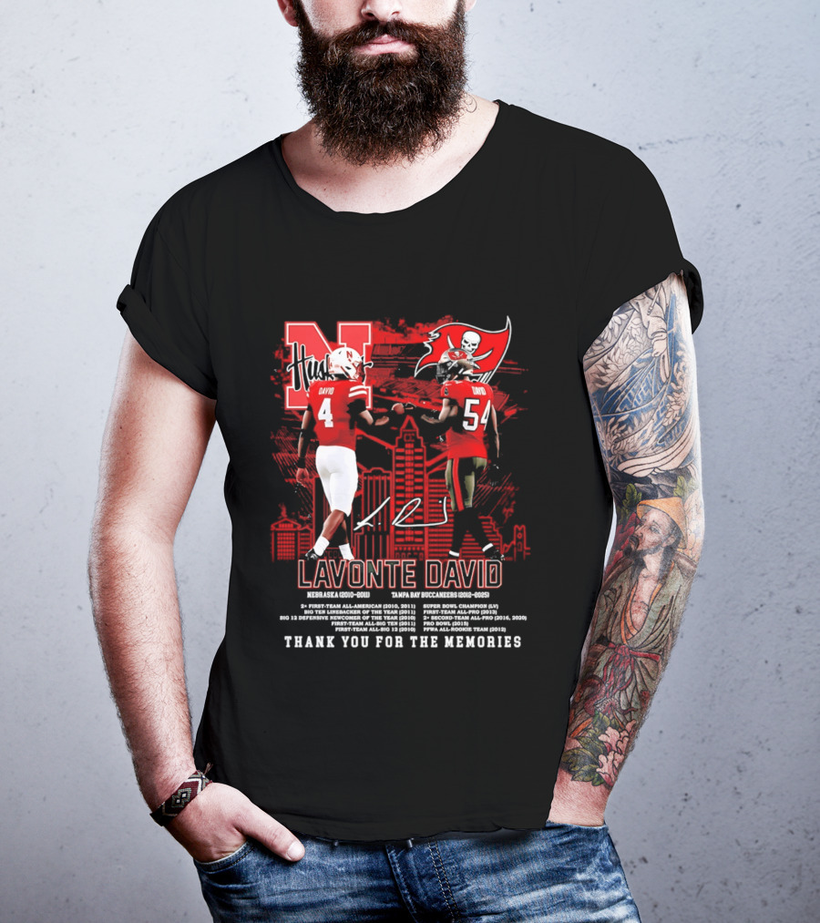 Lavonte David Nebraska Huskers Tampa Bay Buccaneers Thank You For The Memories T-Shirt