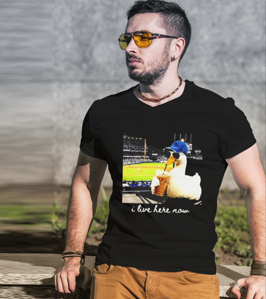 I Live Here Now Goose Ballfield Travel Baseball Softball Tournament T-Shirt