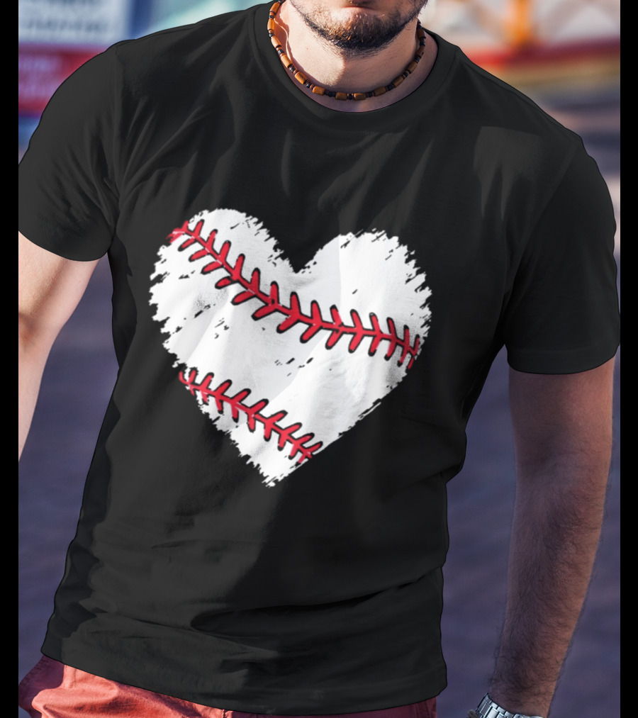 Heart Shaped Baseball Stitching Love Baseball T-Shirt