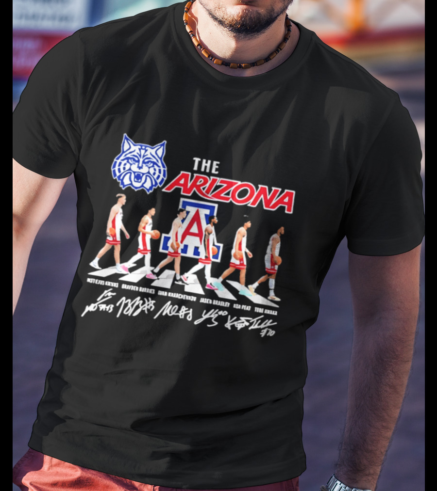 Arizona Wildcats Basketball Roster Abbey Road Walk Team T-Shirt