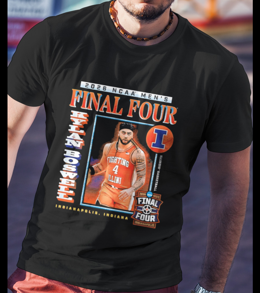 Kylan Boswell 2026 NCAA Men's Final Four Illinois Fighting Illini Basketball Indianapolis T-Shirt