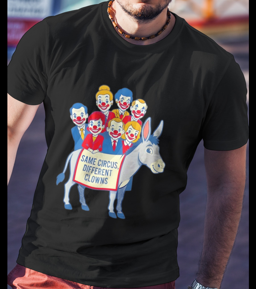 Same Circus Different Clowns Riding A Donkey Clown Faces T-Shirt
