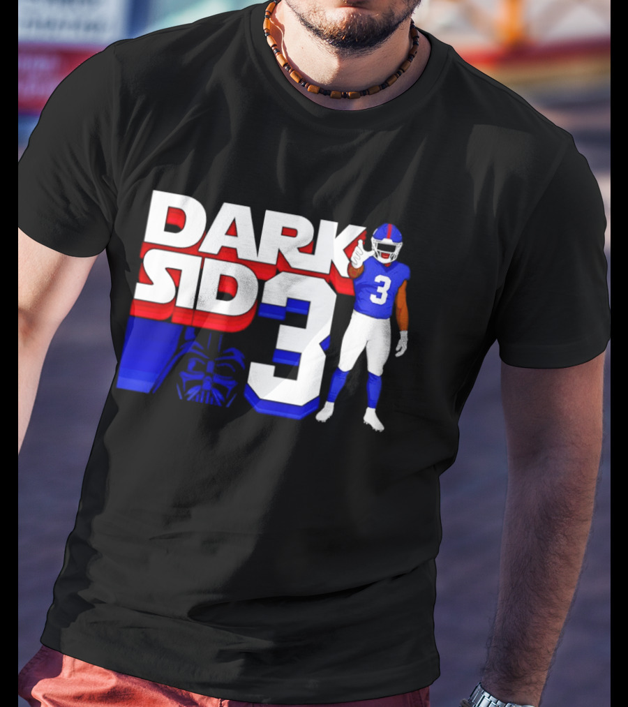 Darth Vader Star Wars Dark Side 3 New York Giants Football Player T-Shirt