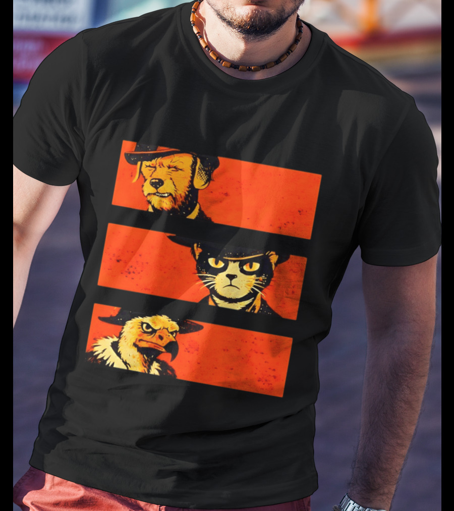Dog The Good Cat The Bad Eagle The Ugly Western Animal Trio T-Shirt