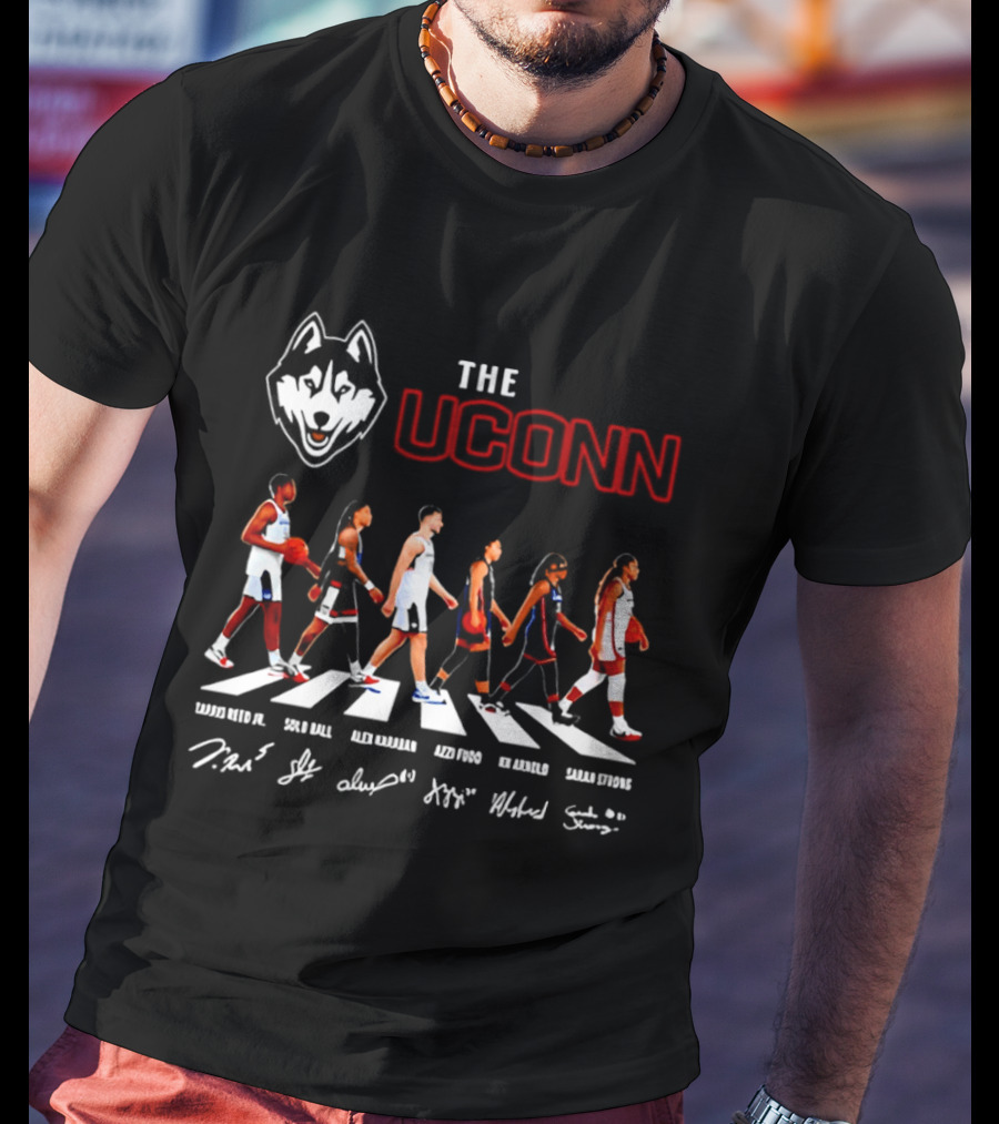 The UConn Huskies Men's And Women's Basketball Players Walking Abbey Road T-Shirt