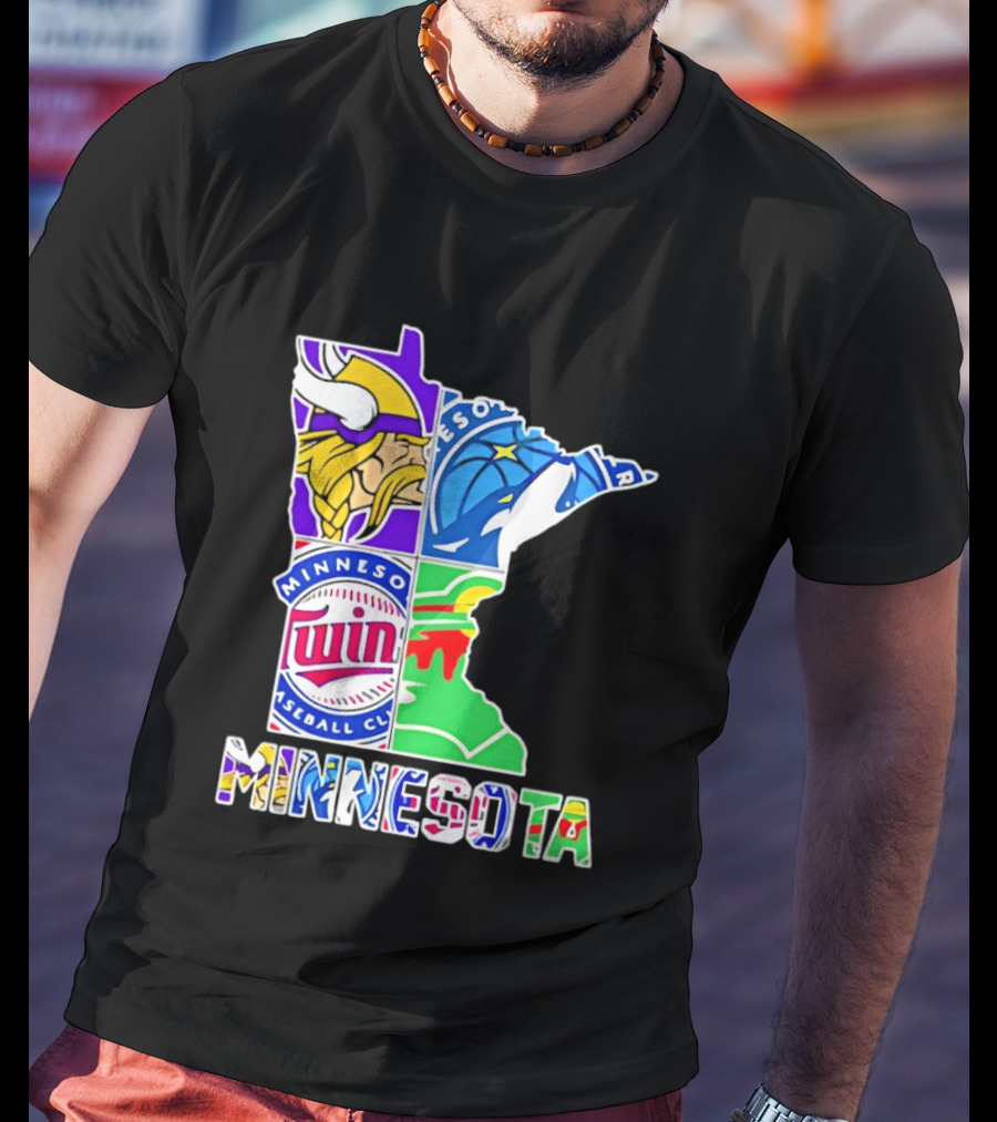 Minnesota Sports Teams Vikings Twins Wild Timberwolves Mashup T-Shirt