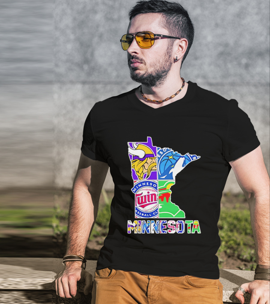 Minnesota Sports Teams Vikings Twins Wild Timberwolves Mashup T-Shirt