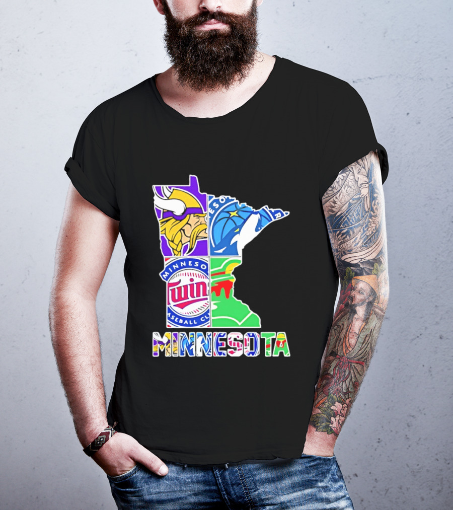 Minnesota Sports Teams Vikings Twins Wild Timberwolves Mashup T-Shirt