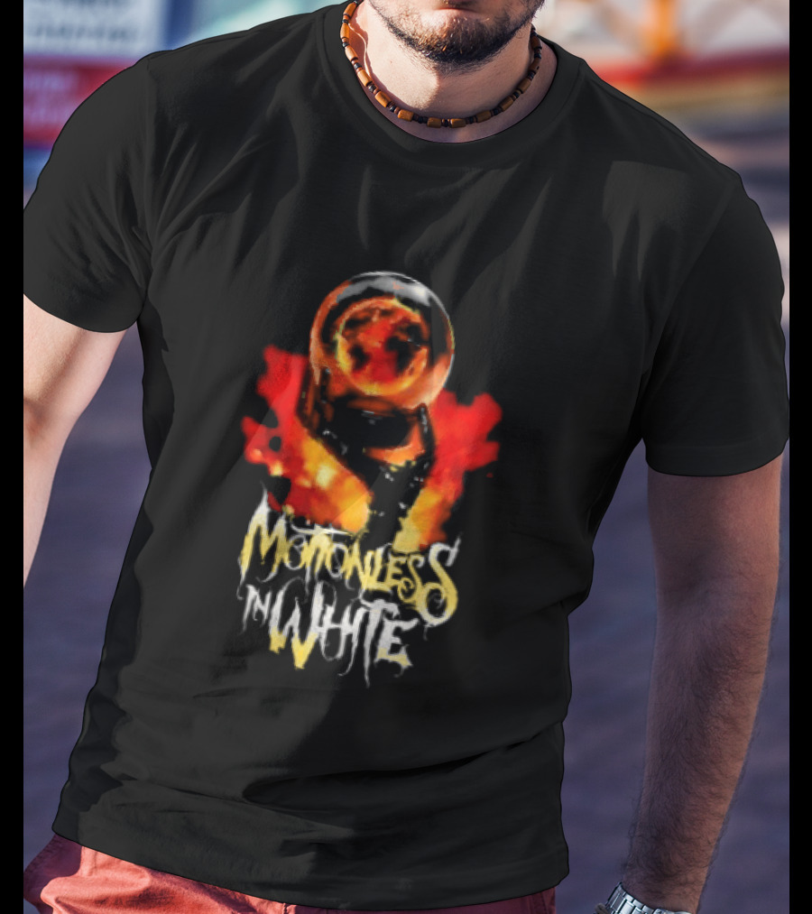 Motionless In White UK EU Tour 2026 Make Them Suffer Fiery Skull T-Shirt