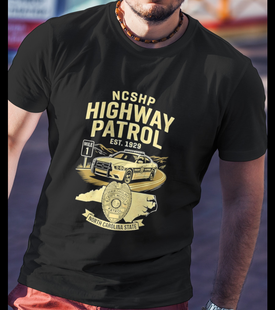 NCSHP Highway Patrol Est. 1929 Scenic Route Car T-Shirt