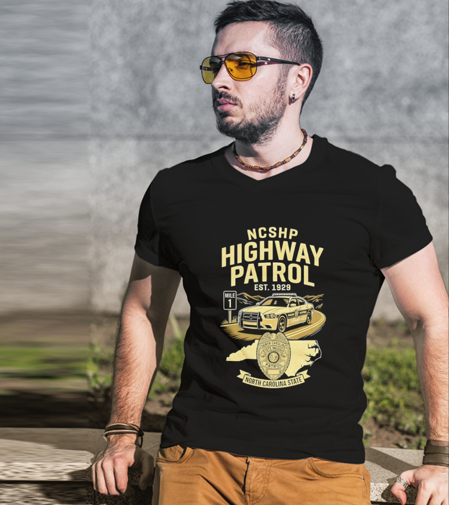 NCSHP Highway Patrol Est. 1929 Scenic Route Car T-Shirt