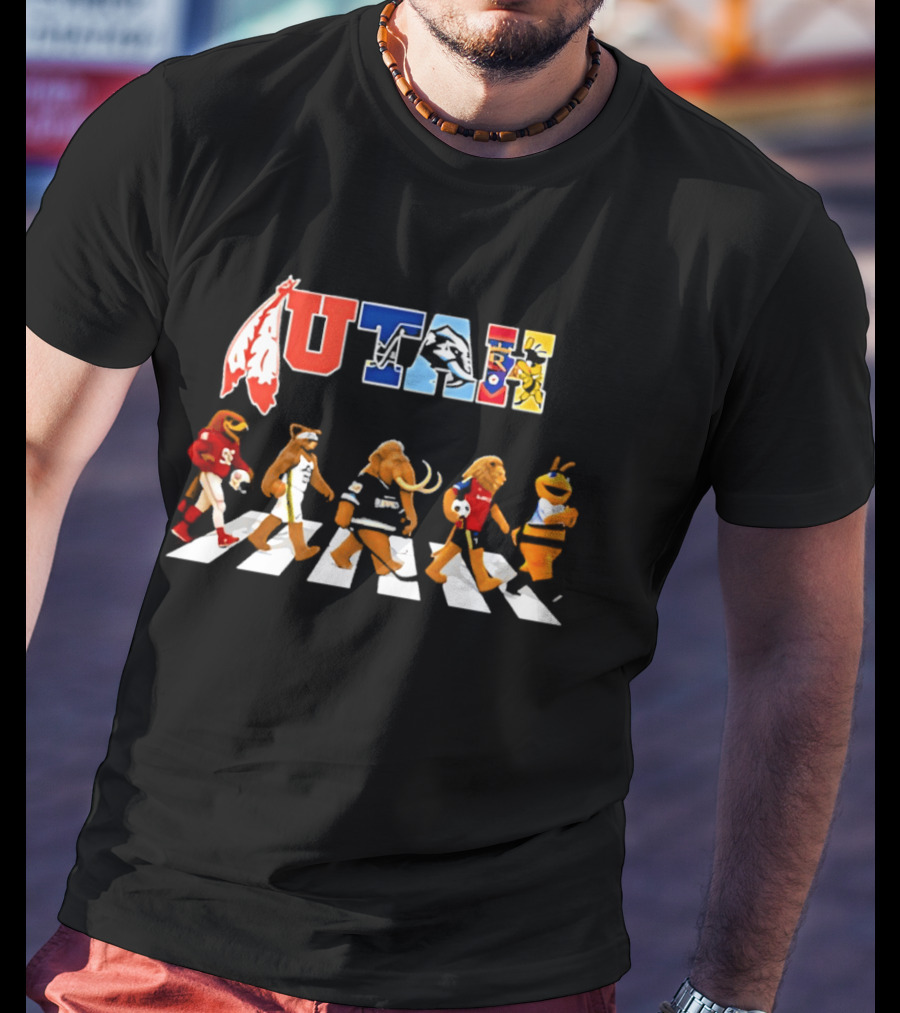 Utah Sports Teams Mascots Abbey Road Crossing T-Shirt