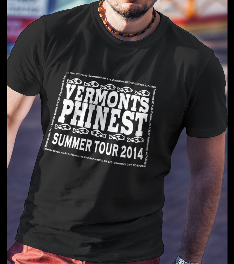 Vermont's Phinest Summer Tour 2014 Fish Motif T-Shirt